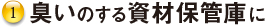 臭いのする資材保管庫に